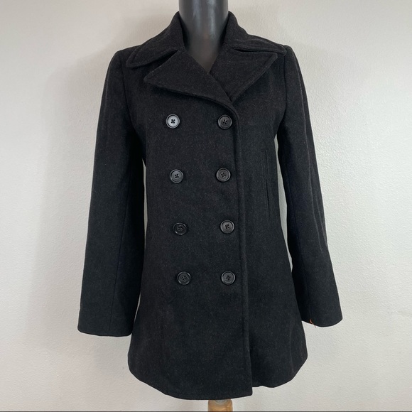 J. Crew Black Wool Blend Peacoat Jacket Size XSP - Picture 15 of 15